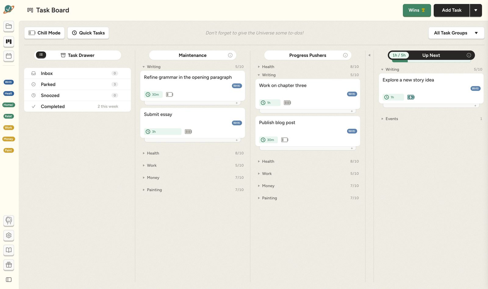 The Task Alignment task board
